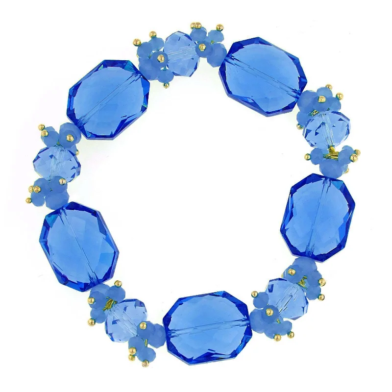 women's wellness bracelets-2028 Jewelry Bright Blue Beaded Stretch Bracelet