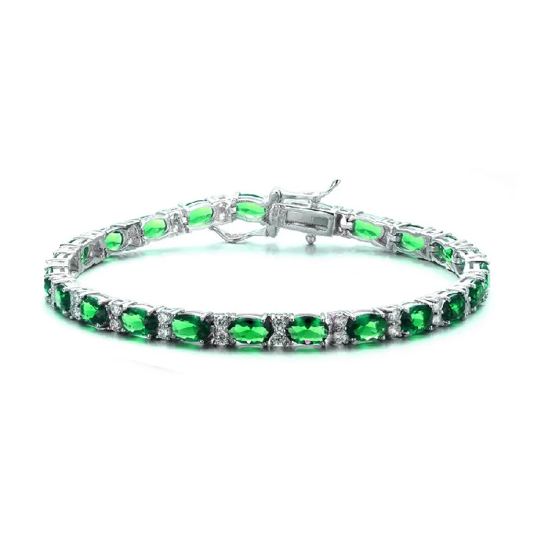 women's fashion bracelets-Amande Green Tennis Bracelet