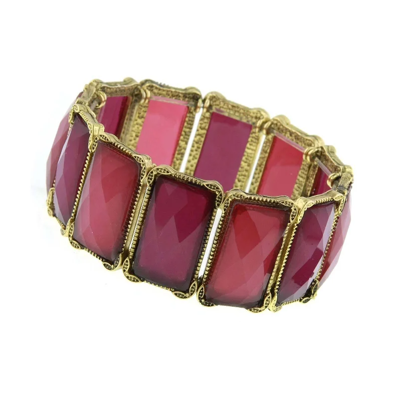 women's charm bracelets-2028 Jewelry Dynasty Rectangular Stone Stretch Bracelet