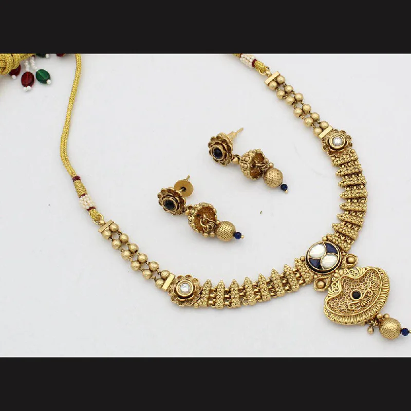 women’s birthstone charm necklaces-Manisha Jewellery Gold Plated Kundan Necklace Set