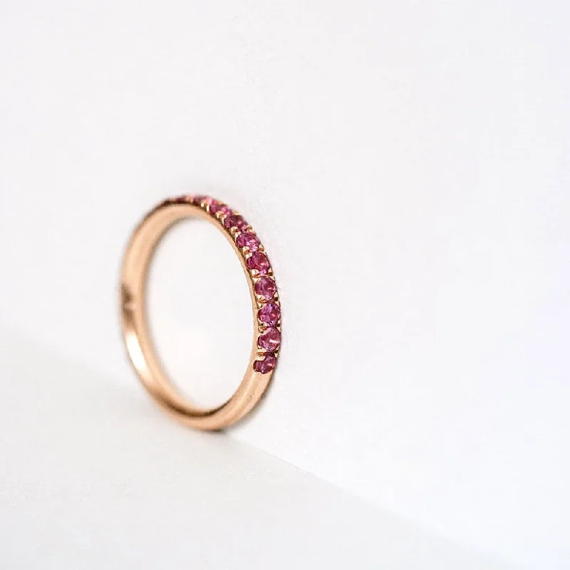 women’s geometric rings-Candy Eternity Rose 18K Rosegold Ring w. Sapphires