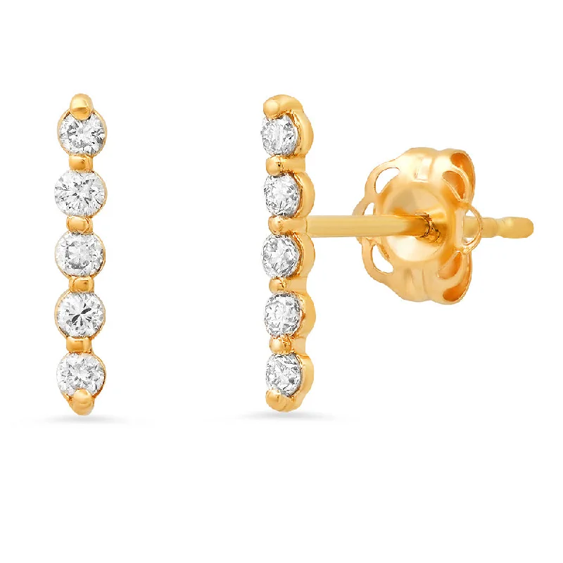 women's long earrings-14k Diamond stick studs