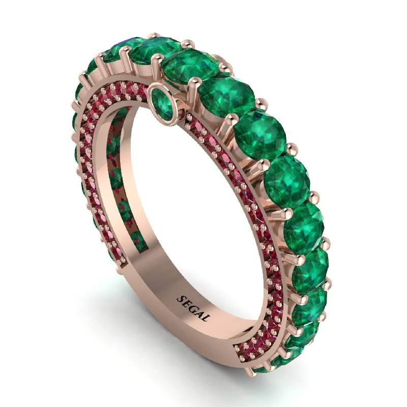 women's twisted band engagement rings-Emerald Eternal Love Wedding Ring - Anaya No. 50