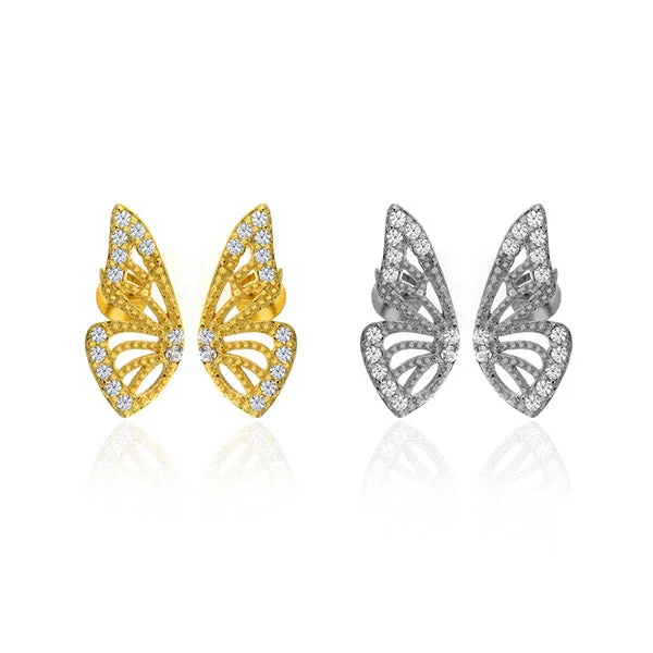 women's nature-inspired earrings-Butterfly Kisses Stud