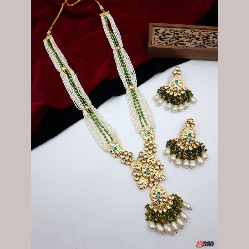 women’s designer necklaces-JCM Gold Plated Kundan Long Necklace Set