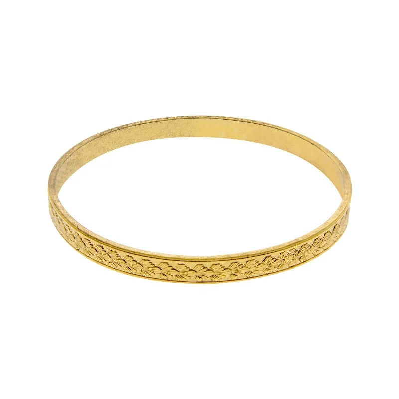 women's lightweight bracelets-1928 Jewelry Gold Classic Leaf Bangle Bracelet