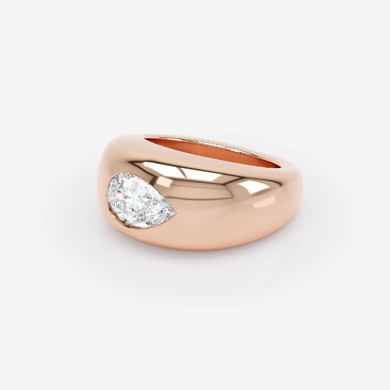 women’s three-stone rings-Curve 18K Rosegold Ring w. Diamond