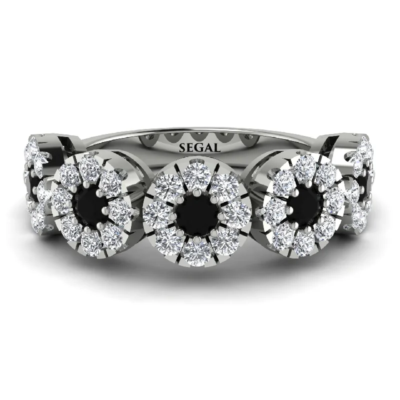 women's cushion cut engagement rings-Black Diamond Blossom Of Eternity Wedding Ring - Yaretzi No. 9