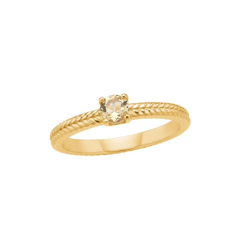 women’s classic solitaire rings-Olalla 18K Gold Plated Ring w. Quartz