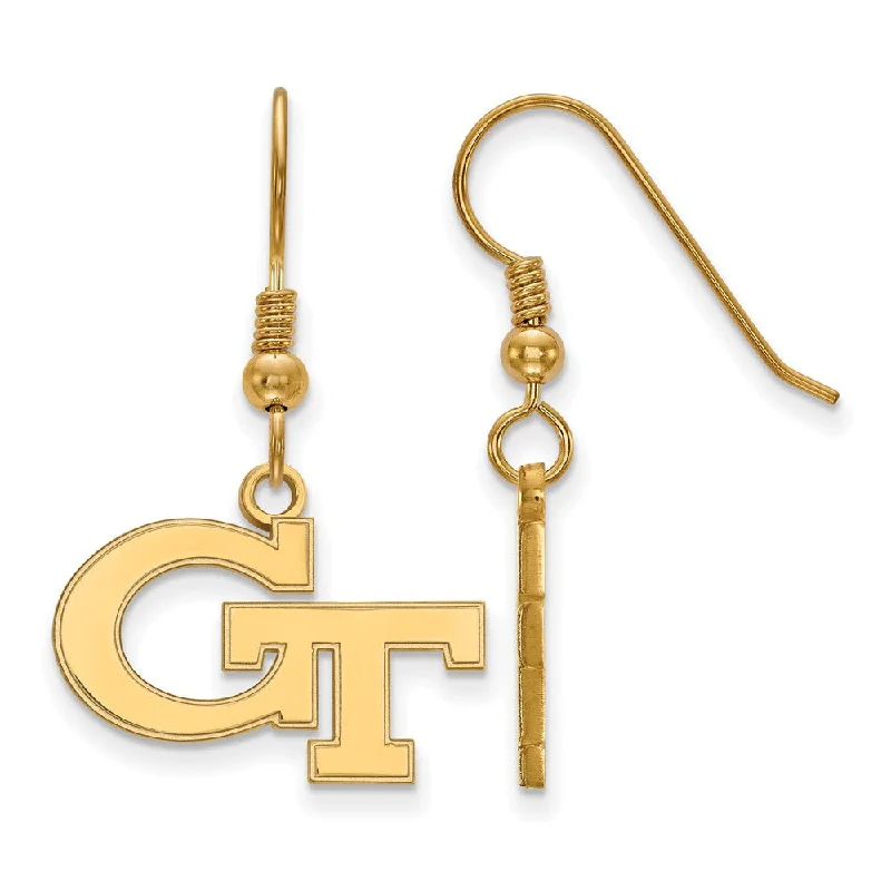 women's dangle earrings-14k Gold Plated Silver Georgia Technology SM Dangle Earring