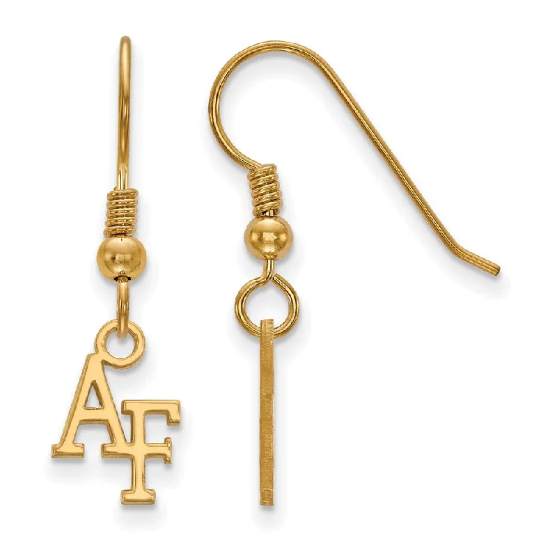 women's hoop earrings-14k Gold Plated Silver Air force Academy XS (Tiny) Dangle Earring