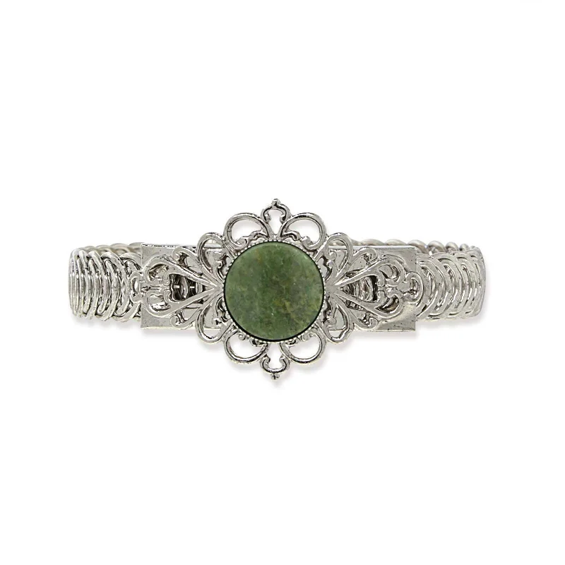 women's emerald bracelets-1928 Jewelry Genuine Jade Gemstone Belt Bracelet