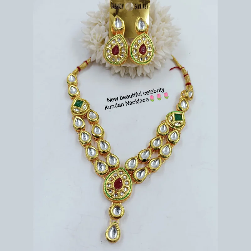 women’s engraved heart necklaces-Manisha Jewellery Gold Plated Kundan Stone Necklace Set