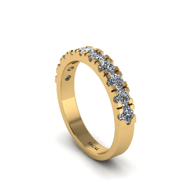 women's asymmetrical engagement rings-Diamond 14K Gold Eternity Wedding Ring - Alani No. 1