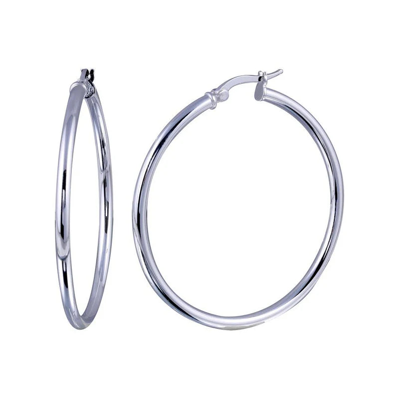 women's fashion earrings-Silver 925 Plain Hoop Earring 2.5mm