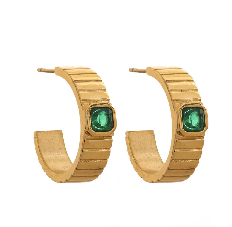 women's zodiac earrings-Emerald Ridge Hoops