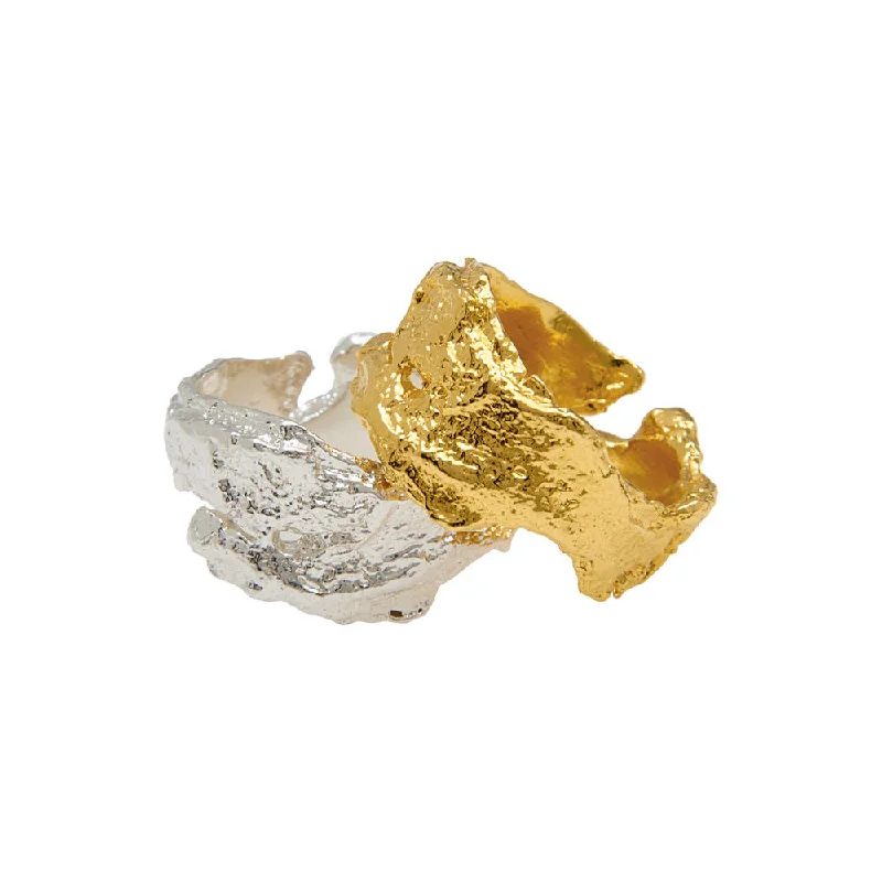 women’s diamond rings-Bark Gold Plated Ring