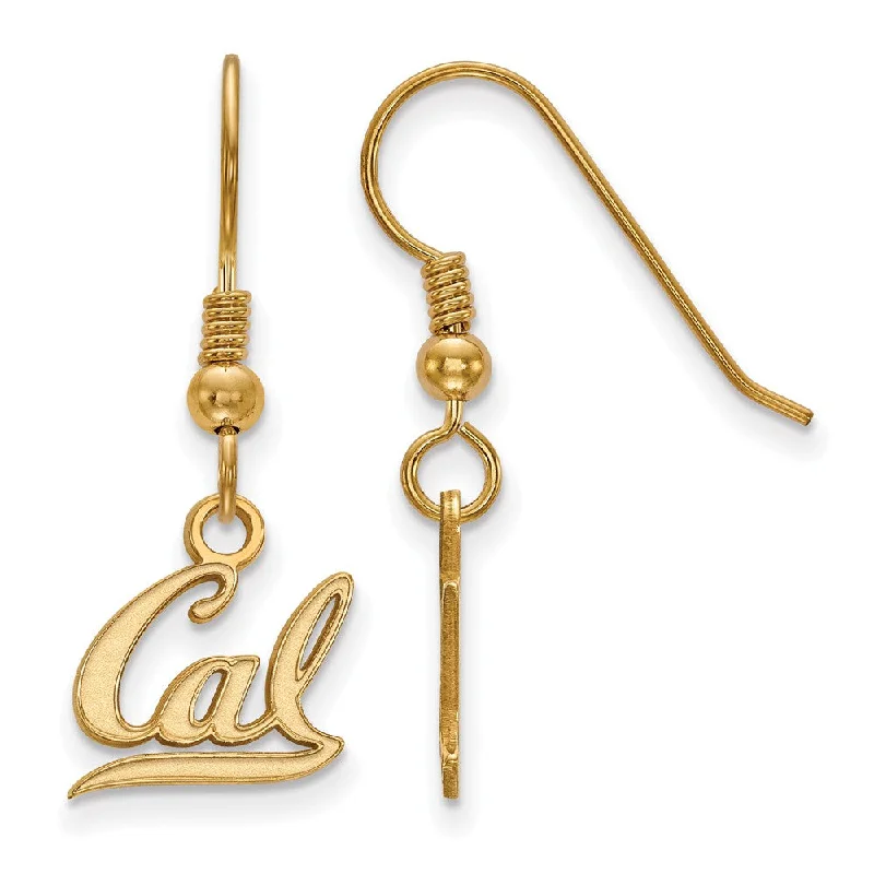 women's simple earrings-14k Gold Plated Silver U of California Berkeley XS Tiny Dangle Earring