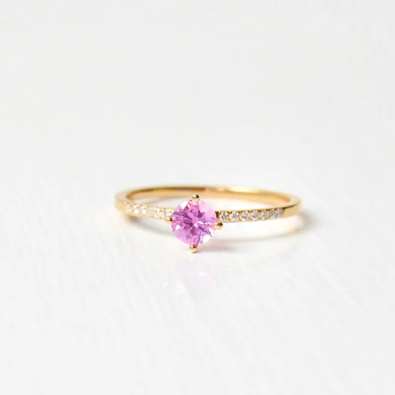 women’s cushion cut rings-Hima Rosa 18K Gold Ring w. Sapphire & Diamonds