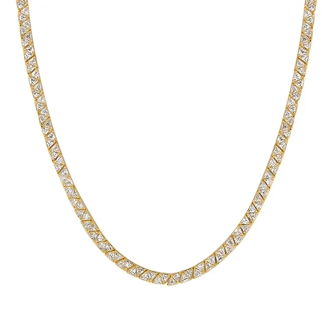 women’s engraved heart necklaces-Freya Trillion 18k Gold Tennis Necklace | 60ct