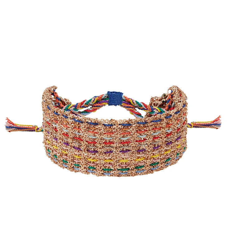 women's vintage bracelets-Multicolor Braided Bolo Cuff