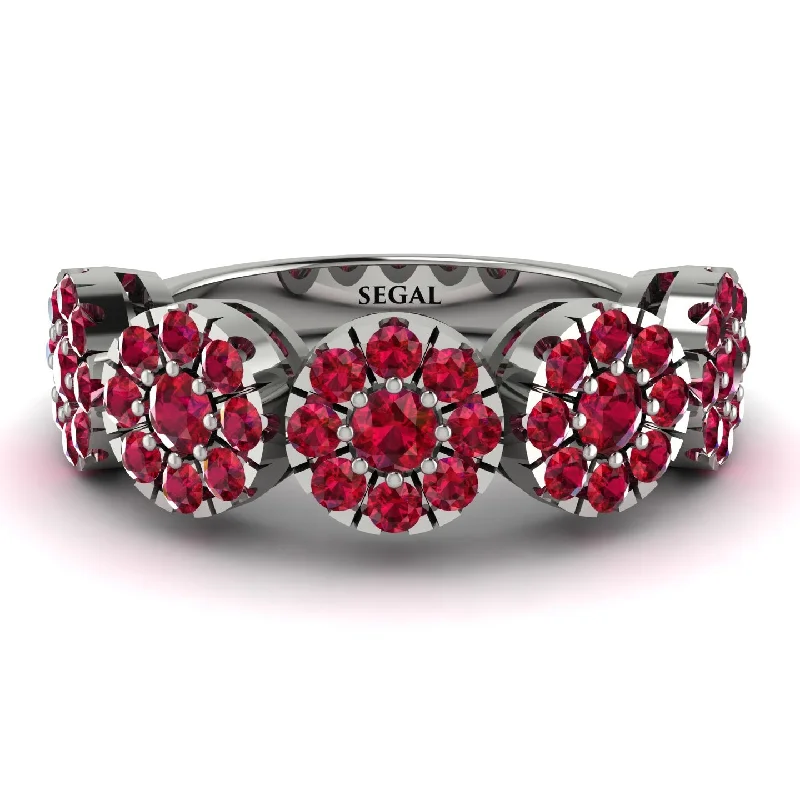 women's oval halo engagement rings-Ruby Blossom Of Eternity Wedding Ring - Yaretzi No. 57