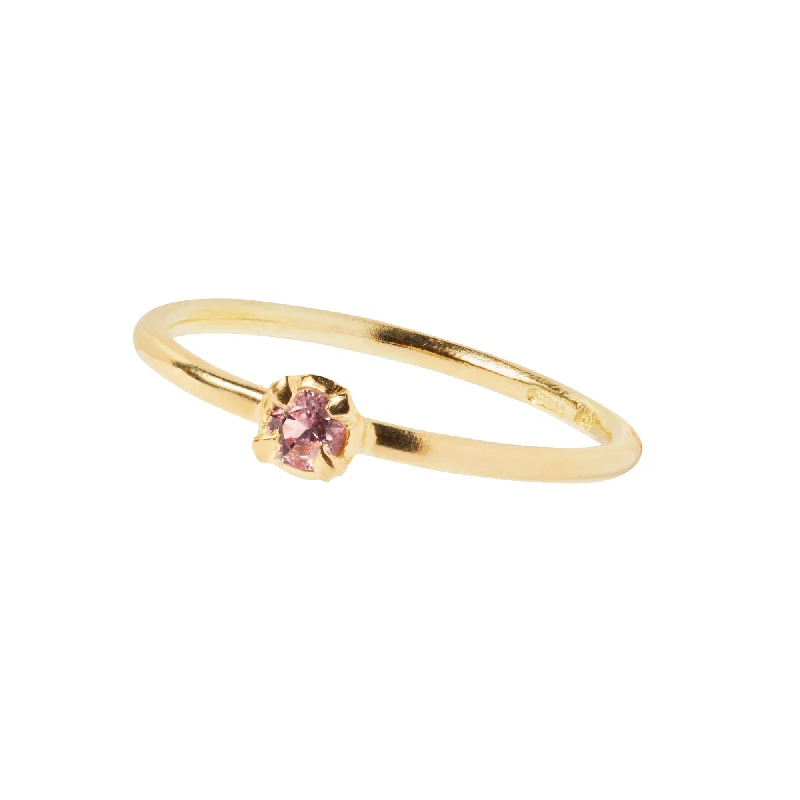 women’s personalized rings-Pink 18K Gold Ring w. Sapphire