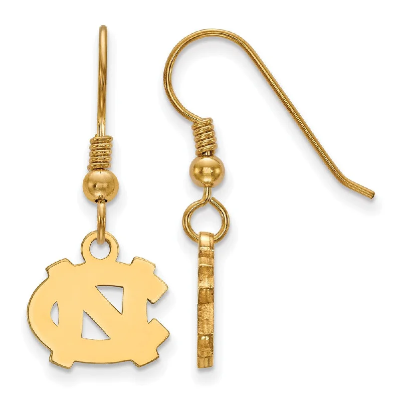 women's dangle earrings-14k Gold Plated Silver U of North Carolina XS (Tiny) Dangle Earring