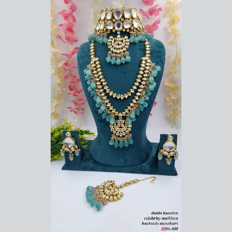 women’s ruby pendant necklaces-JCM Gold Plated Kundan Stone Double Necklace Set