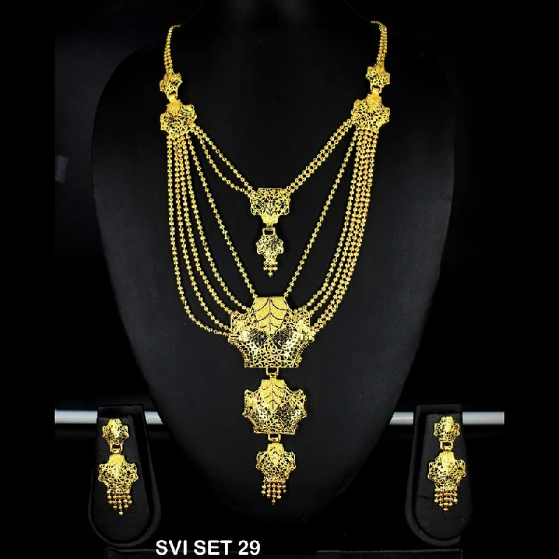 women’s silver necklaces-Mahavir Forming Gold Necklace Set - SVI SET 29.