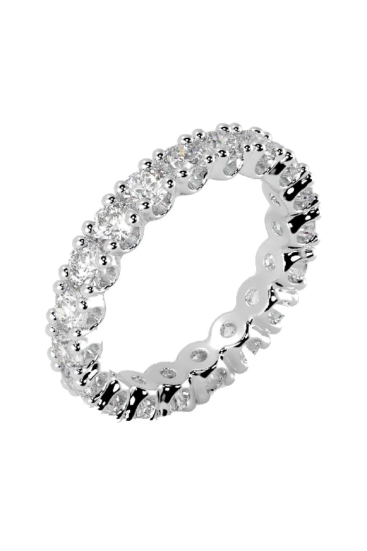 women’s double ring sets-Eternity Band 0.10ct 18K White Gold Ring w. Lab-Grown Diamonds