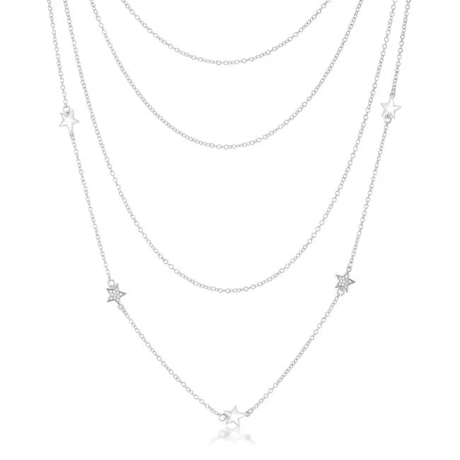 women’s geometric necklaces-Caroline Multi Chain Star CZ Layered Necklace