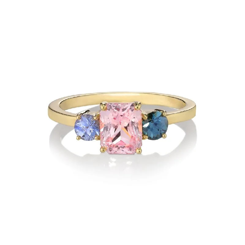 women’s trendy rings-Anagate 18K Gold Ring w. Sapphires