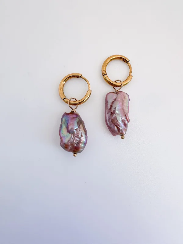 women's double hoop earrings-Iridescent Pearl or No Pearl Hoops