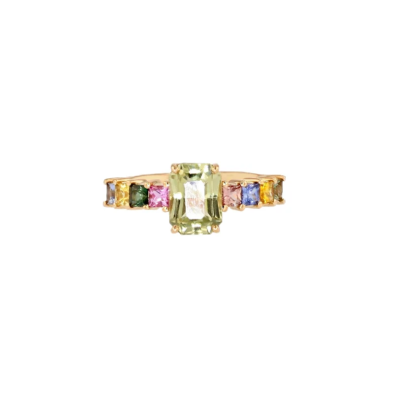 women’s vintage rings-Monara Saka 18K Gold Ring w. Tourmaline & Sapphires