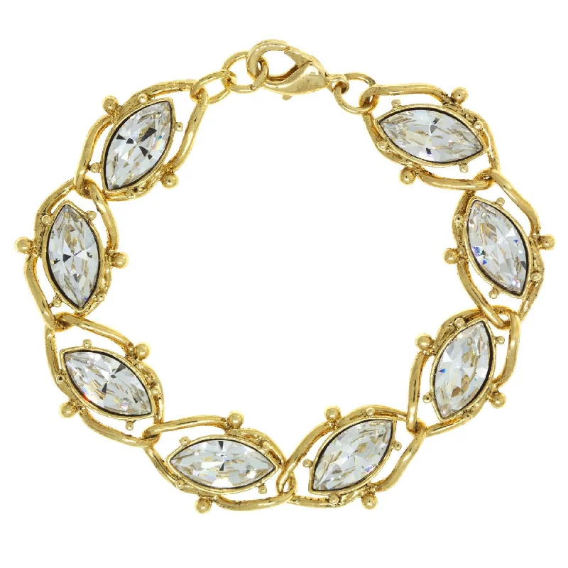 women's luxury bracelets-1928 Jewelry Navette European Crystal Link Bracelet