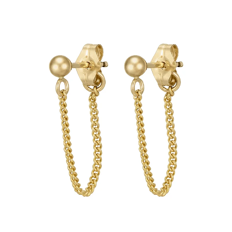 women's oval earrings-Curb Chain Huggies