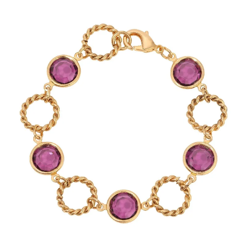 women's friendship bracelets-1928 Jewelry Rodeo Link Round Amethyst Channel Crystal Bracelet