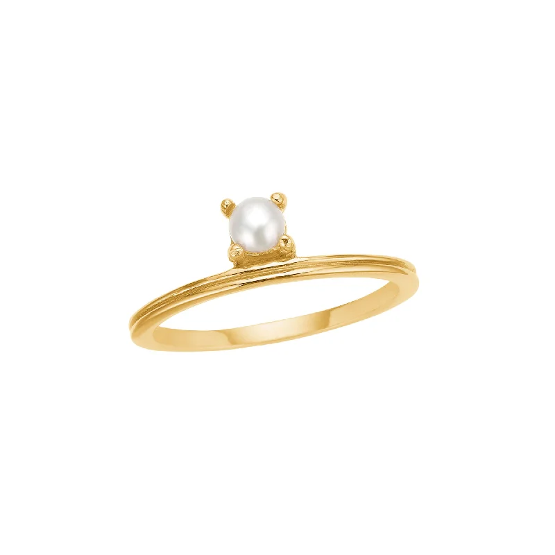 women’s ruby and diamond rings-Unicorn 18K Gold Plated Ring w. Pearl