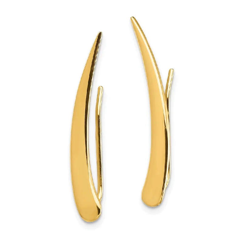 women's vintage earrings-4 x 28mm (1 1/8 Inch) 14k Yellow Gold Polished Pointed Ear Climbers