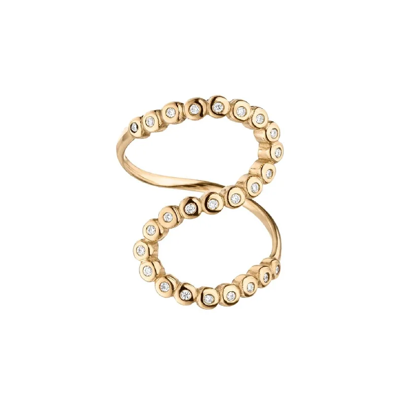 women’s eternity diamond rings-Wave 18K Gold Ring w. Lab-Grown Diamonds