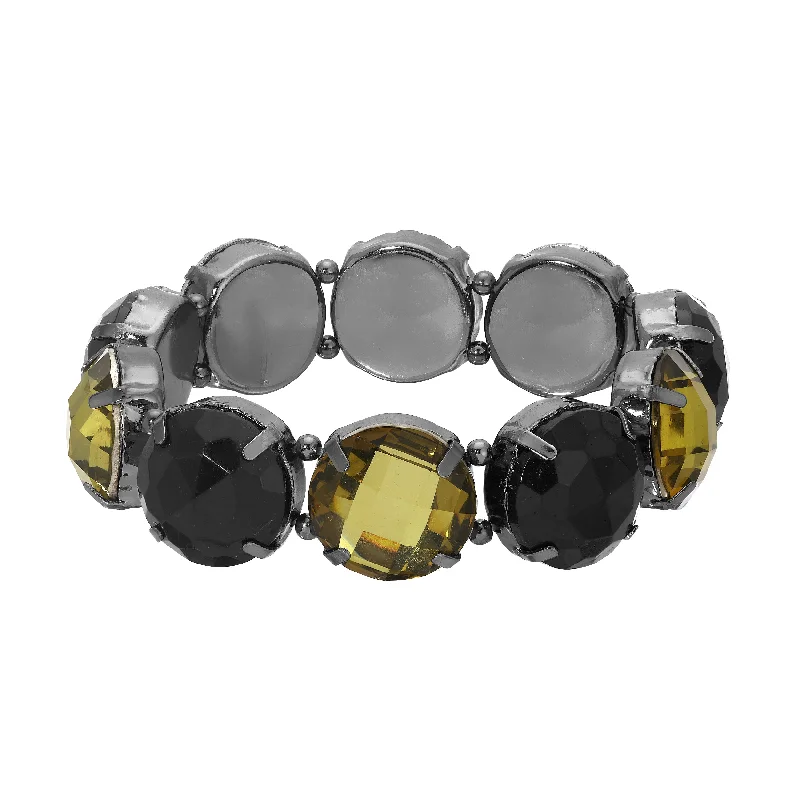 women's resin bracelets-1928 Jewelry Topaz & Black Stone Stretch Bracelet