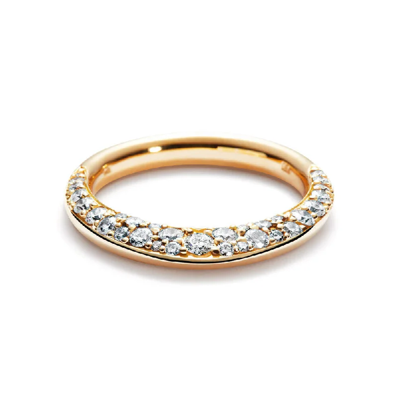 women’s halo rings-Single Pave 18K Gold Ring w. Diamonds