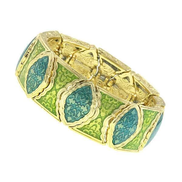 women's statement bracelets-1928 Jewelry Turquoise And Green Stretch Bracelet