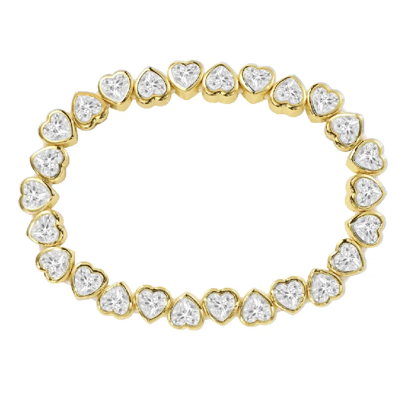 women's diamond bracelets-Stretchy Bezel Heart Bracelet