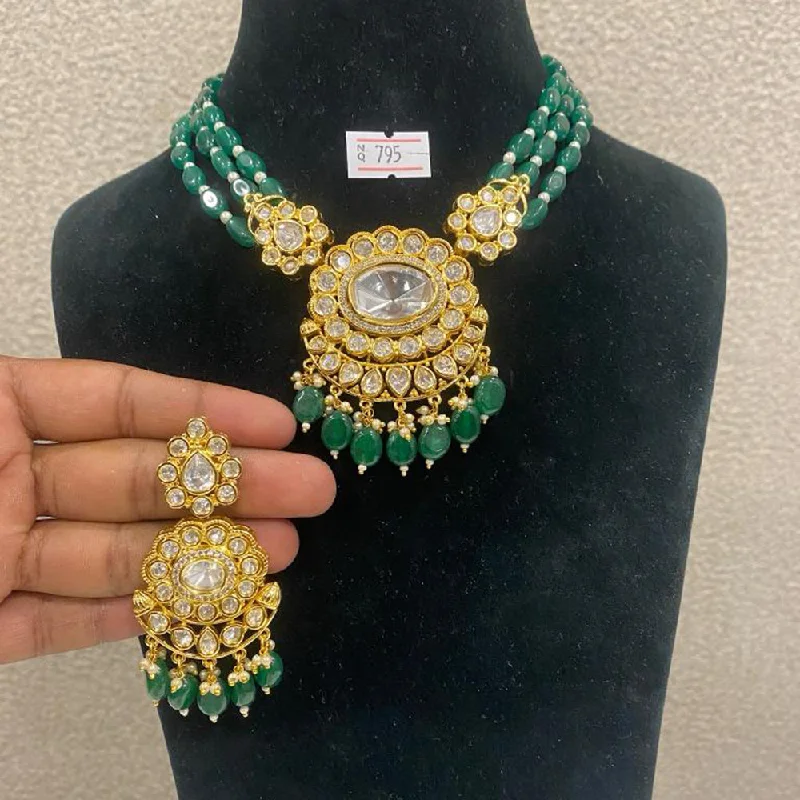 women’s classic gold necklaces-Max Plus Jewels Gold Plated Kundan Stone Necklace Set