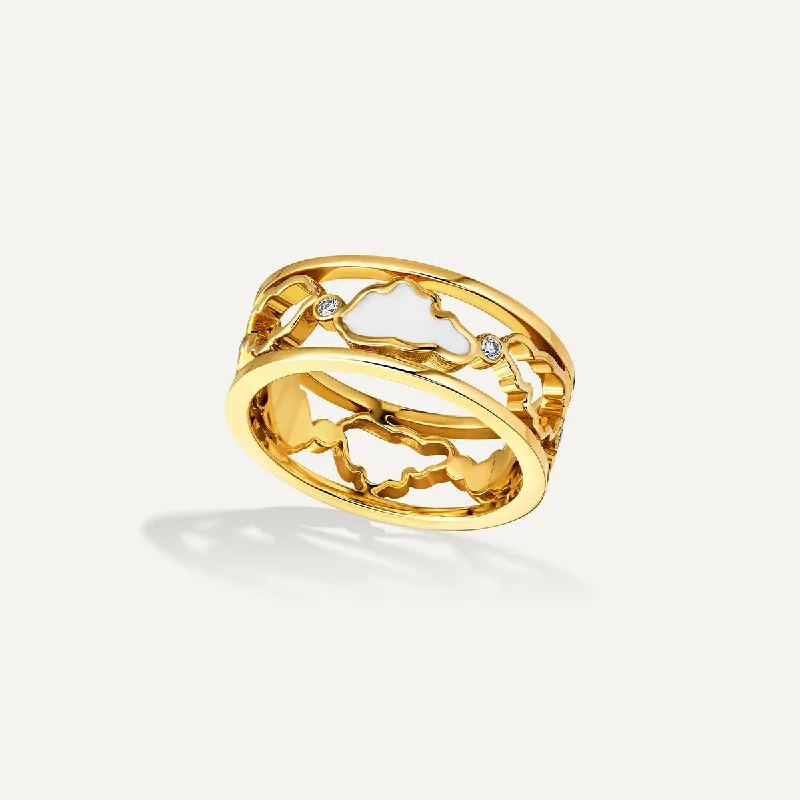 women’s eternity bands-Allusia Love Enamel Band 18K Gold Ring w. Diamonds