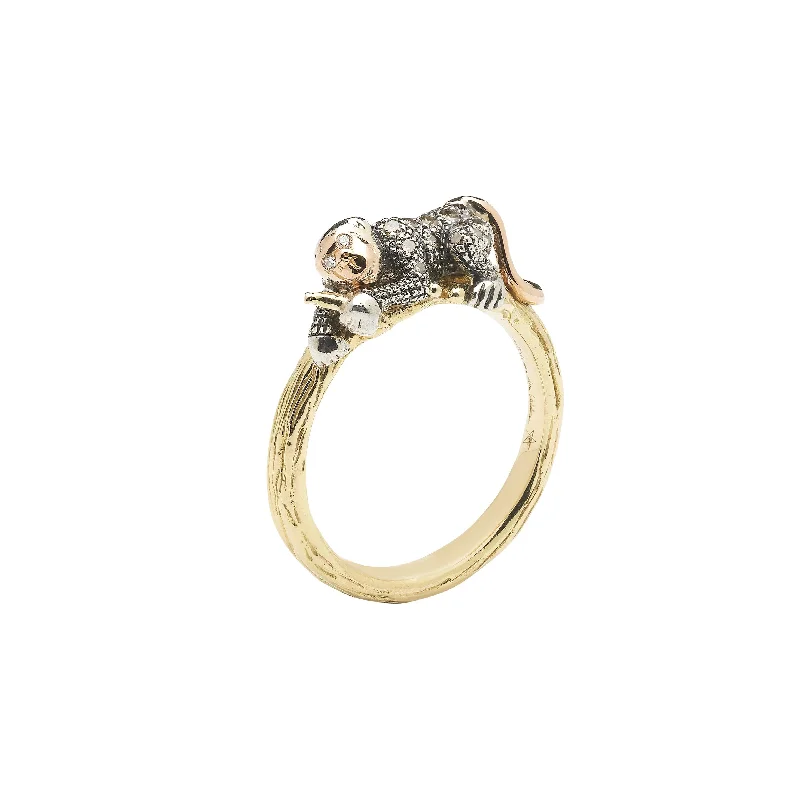 women’s diamond rings-Monkey Stackable 18K Rose Gold, Gold & Silver Ring