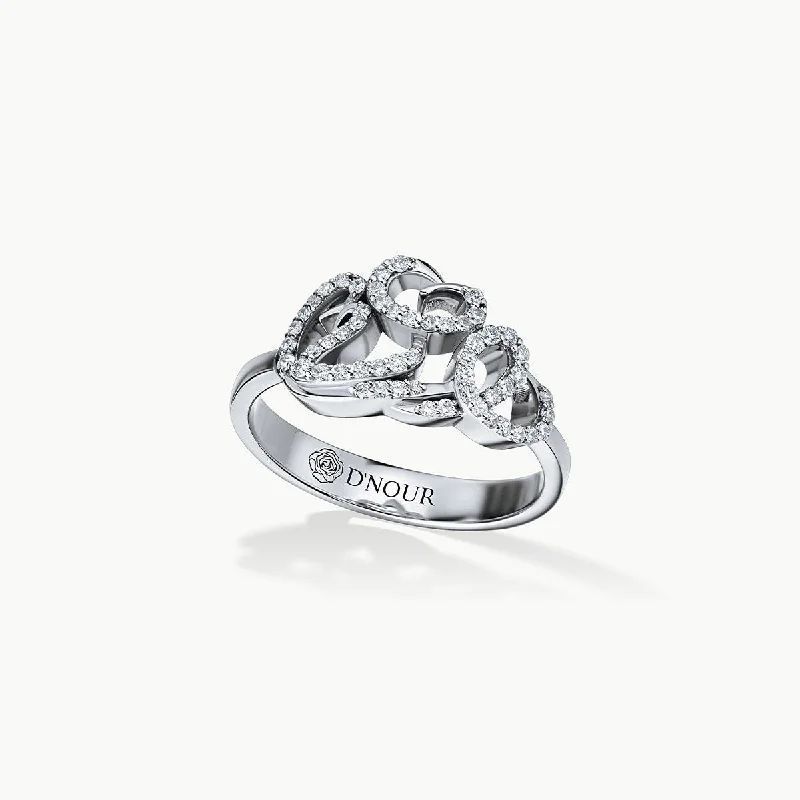 women’s fashion rings-Allusia Love Detailed 18K Whitegold Ring w. Diamonds