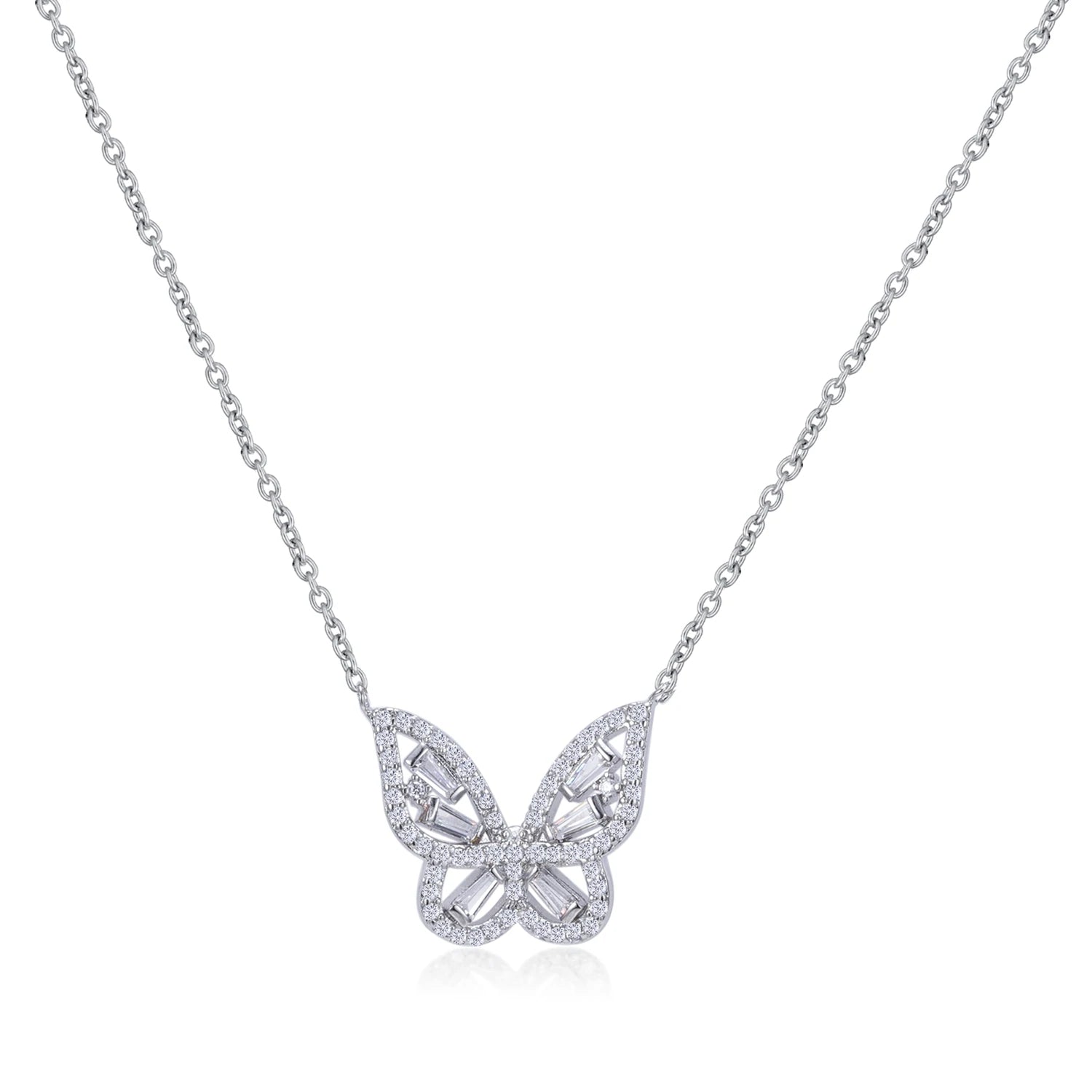 women’s simple pendant necklaces-Mariposa Butterfly Silver Pendant Necklace | 2ct